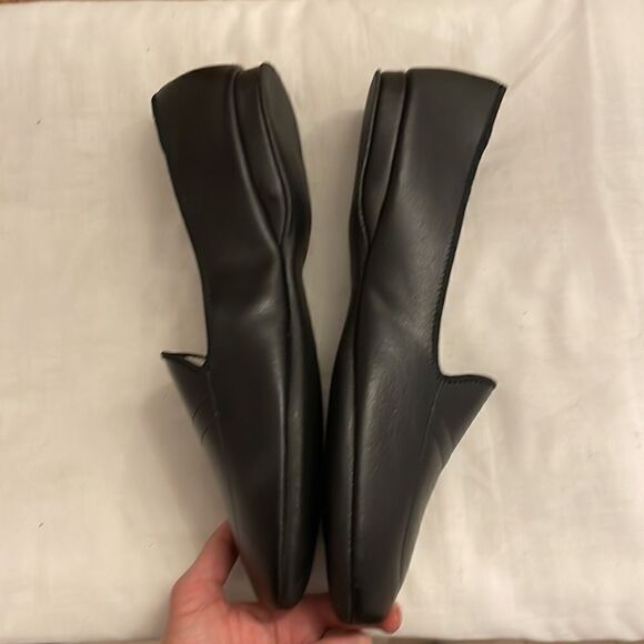 DANIEL GREEN BLACK LEATHER HOUSE SLIPPERS.  NEW - Picture 5 of 9